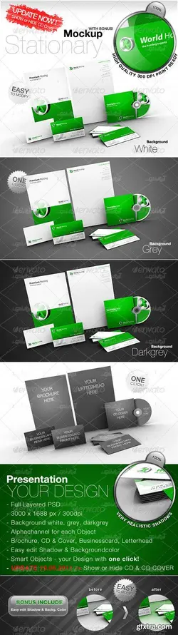 موکاپ بنر تبلیغاتی ست اداری سبز و سفید