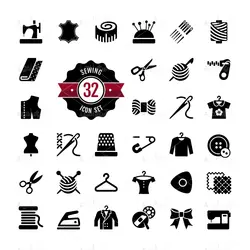 وکتور آیکون لوازم خرازی لباس و نخ و سوزن