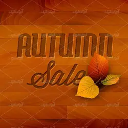 وکتور پس زمینه نوشته روی چوب با برگ درخت پاییزی