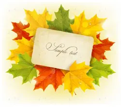 وکتور برگ درخت پاییزی با کادر و حاشیه نوشته