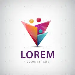 وکتور لوگوی شکل مثلث دایره شبیه به خانواده کنار هم با جای متن