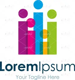 وکتور لوگوی آدمک های ساده کنار هم رنگی با جای متن