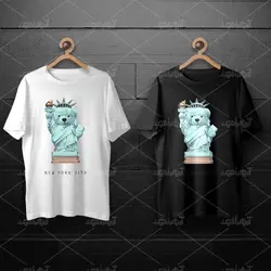 طرح لایه باز خرس تدی با طرح مجسمه آزادی برای چاپ روی انواع تیشرت
