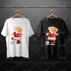 طرح لایه باز خرس تدی در حال بازی فوتبال برای چاپ روی انواع تیشرت