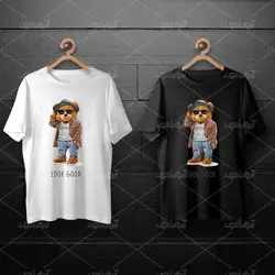 طرح لایه باز خرس تدی با اورکت و شلوار لی برای چاپ روی انواع تیشرت