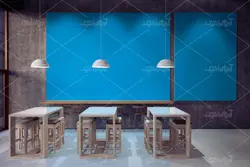 موکاپ تبلیغ و دیوار نوشته داخل رستوران و فضای سالن