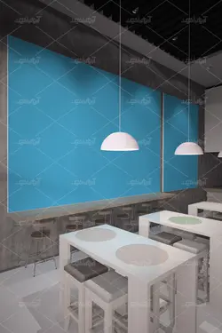 موکاپ تبلیغ و دیوار نوشته داخل رستوران و فضای سالن