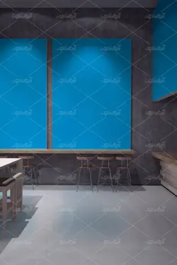 موکاپ تبلیغ و دیوار نوشته داخل رستوران و فضای سالن