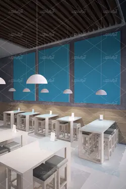 موکاپ تبلیغ و دیوار نوشته داخل رستوران و فضای سالن