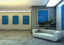 موکاپ قاب عکس روی دیوار درفضای لابی شرکت