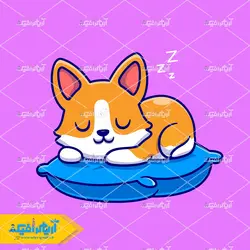 طرح لایه باز  کوسن گربه خوابیده با زمینه صورتی