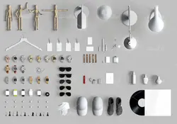 موکاپ ساعت و کلاه دستگاه تایپ قدیمی مانیتور و گلدان