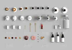 موکاپ ساعت و کلاه دستگاه تایپ قدیمی مانیتور و گلدان