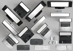 موکاپ ساعت و کلاه دستگاه تایپ قدیمی مانیتور و گلدان