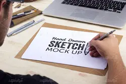موکاپ صفحه طراحی دفتر یادداشت و کاغذ نقاشی