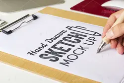 موکاپ صفحه طراحی دفتر یادداشت و کاغذ نقاشی