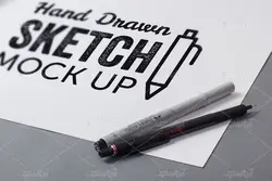 موکاپ صفحه طراحی دفتر یادداشت و کاغذ نقاشی