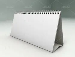 موکاپ تقویم رومیزی در نمای بغل