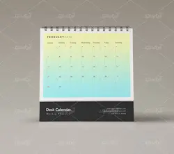 موکاپ تقویم رو میزی با زمینه های خاکستری و قهوه ای