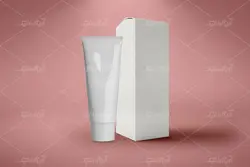 موکاپ کرم با جعبه کارتنی درنمای روبرو