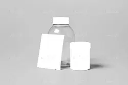 موکاپ ظرف شیشه ای و قوطی مواد اولیه در نماهای مختلف