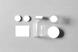 موکاپ ظرف شیشه ای و قوطی مواد اولیه در نماهای مختلف