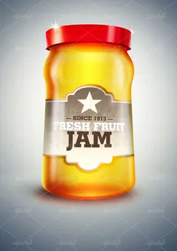 موکاپ شیشه مربا و حبوبات در رنگ سبز و زردو قرمز