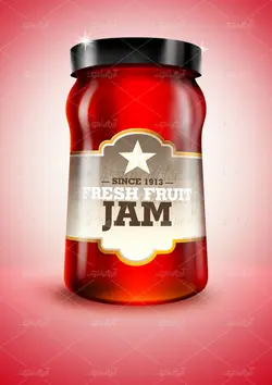 موکاپ شیشه مربا و حبوبات در رنگ سبز و زردو قرمز