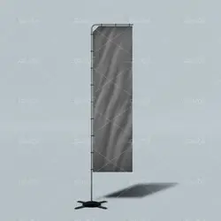 موکاپ پرچم استندی تبلیغاتی برای ورودی درب فروشگاه و نمایشگاه