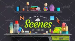 موکاپ فانتزی اسم و برند نوشته  دلخواه با نقاشی مانتیتور و تلفن لوازم تحریر