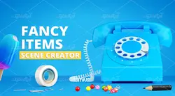 موکاپ فانتزی اسم و برند نوشته  دلخواه با نقاشی مانتیتور و تلفن لوازم تحریر