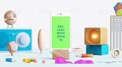 موکاپ فانتزی اسم و برند نوشته  دلخواه با نقاشی مانتیتور و تلفن لوازم تحریر