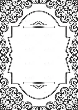 وکتور کادر حاشیه خطی گلدار بیضی شکل مشکی با زمینه سفید