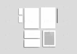 موکاپ ست اداری برگه کاغذ وتبلت