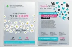 وکتور پس زمینه با تکست باکس و گل های سفید و زرد