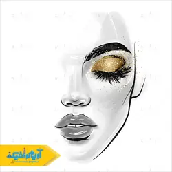 وکتور صورت سفید آرایش شده با سایه چشم طلایی