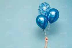 دانلود عکس با کیفیت بادکنک هلیوم آبی متالیک آویزان