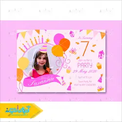 دانلود وکتور با کیفیت قالب عکس تولد مبارک با تم صورتی و رنگ های دخترانه روشن