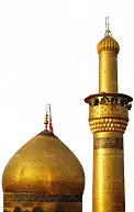 عکس با کیفیت از گنبد طلایی با پرچم قرمز و گلدسته
