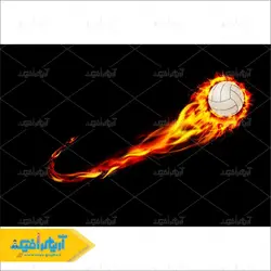 طرح اسلیمی لوگوی توپ والیبال آتشین لایه باز