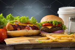 دانلود عکس همبرگر و سوسیس