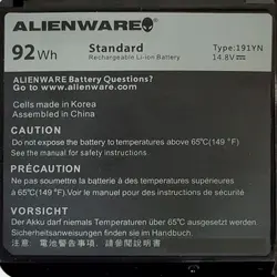 باتری لپ تاپ دل AlienWare 15-R1_191YN مشکی-داخلی اورجینال