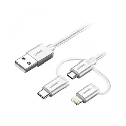 کابل تبدیل USB به Iphone Lightning و Type C و Micro USB یوگرین 80326 Ugreen US186