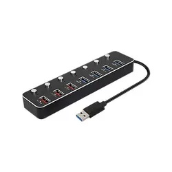 هاب 4 پورت USB 3.0 کلید دار با 3 پورت شارژ همراه آداپتور کی نت K-HUAMH107