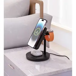 استند و پاوربانک وایرلس چندکاره مگ سیف Porodo 4-In-1 MagSafe Dock PBFCH024