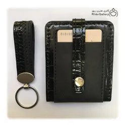 ست جاکارتی و جاکلیدی چرم طبیعی دست ساز آدم و حوا