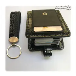 ست جاکارتی و جاکلیدی چرم طبیعی دست ساز آدم و حوا