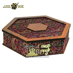 جعبه آجیل خشکبار پذیرایی ترمه چوبی لوکس باکس کد LBL013-R