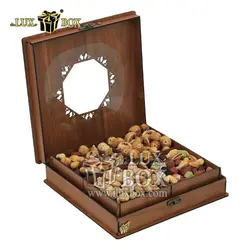 جعبه آجیل و خشکبار چوبی مدل سنتی - کلاسیک لوکس باکس کد LB052
