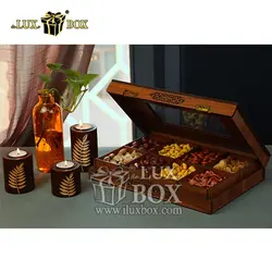 جعبه پذیرایی آجیل و خشکبار چوبی لوکس باکس کد LB049